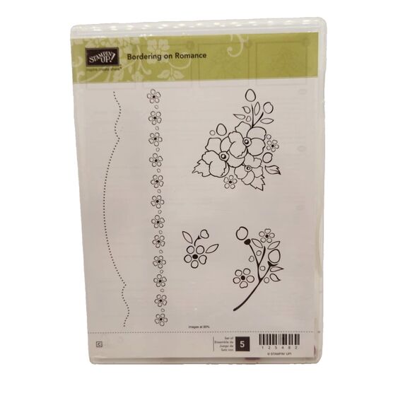 Stampin Up Bordering on Romance Cling Stamp Set Unmounted Flower Border Cards - Picture 1 of 4